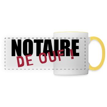 notaire / notariat / justice / droit - Mug panoramique contrasté et blanc - blanc/jaune - Devant