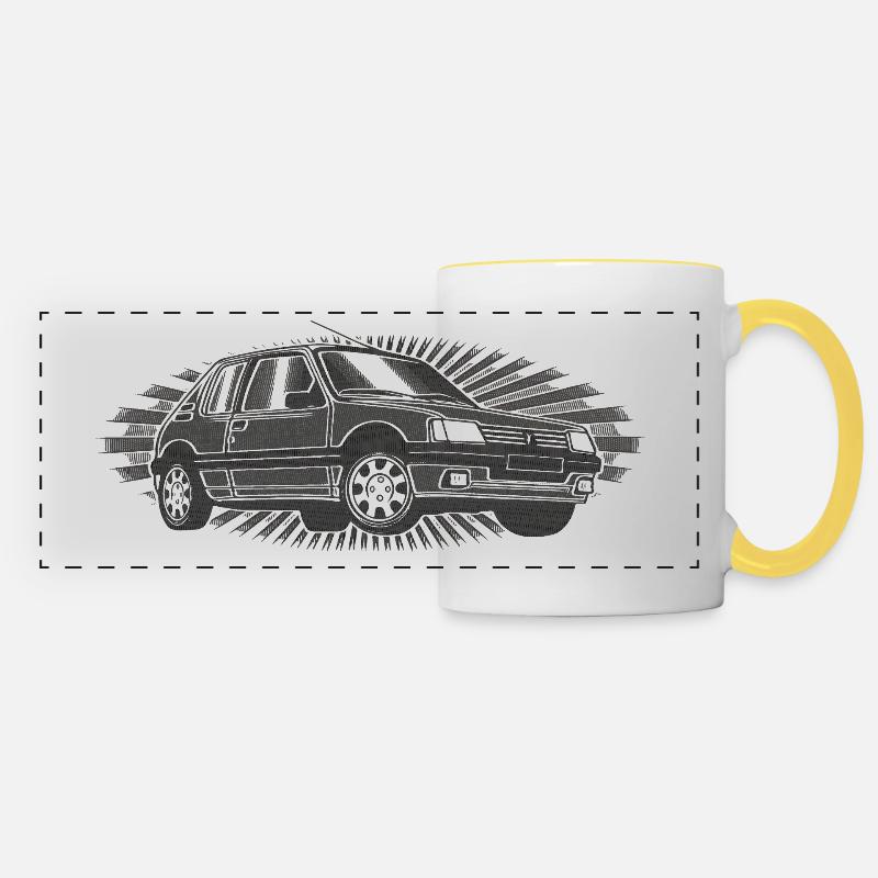 205 vintage stamp - Panoramic Mug - white/yellow