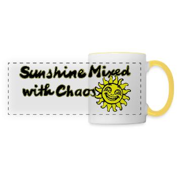 Soleil mêlé de chaos - Mug panoramique contrasté et blanc - blanc/jaune - Devant