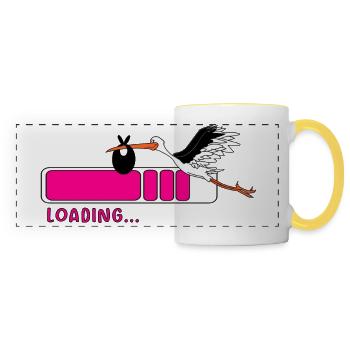 La cigogne arrive - Mug panoramique contrasté et blanc - blanc/jaune - Devant