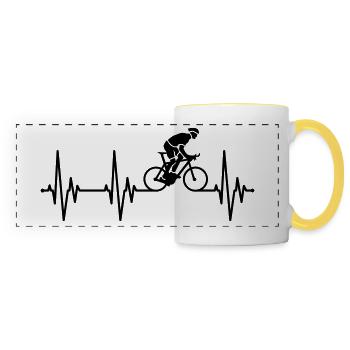 Fahrrad Radfahrer Radsport Herzschlag - Panoramatasse - Weiß/Gelb - Vorne