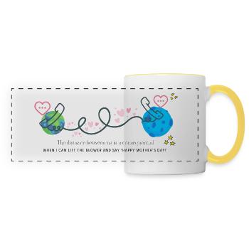 Mother's Day Mug - Long Distance Telephone Call - Panoramic Mug - white/yellow - Front