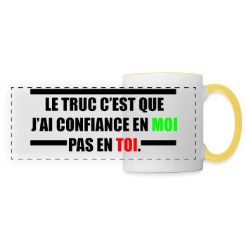 PAS CONFIANCE - Mug panoramique contrasté et blanc - blanc/jaune - Devant