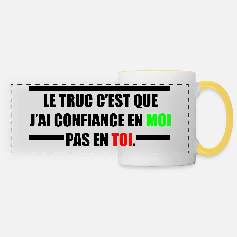 PAS CONFIANCE - Mug panoramique contrasté et blanc - blanc/jaune