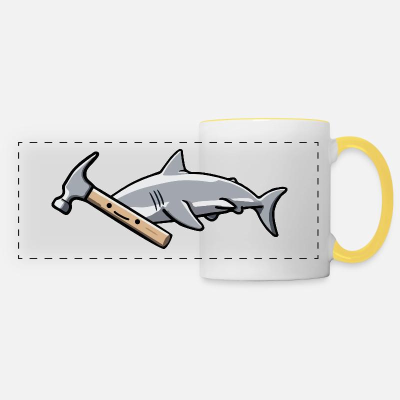 Requin marteau Requin cadeau requins requins marteau - Mug panoramique contrasté et blanc - blanc/jaune
