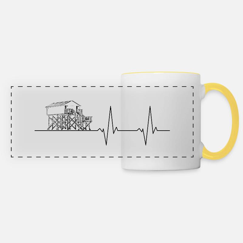 Pulse line pile construction without text black - Panoramic Mug - white/yellow