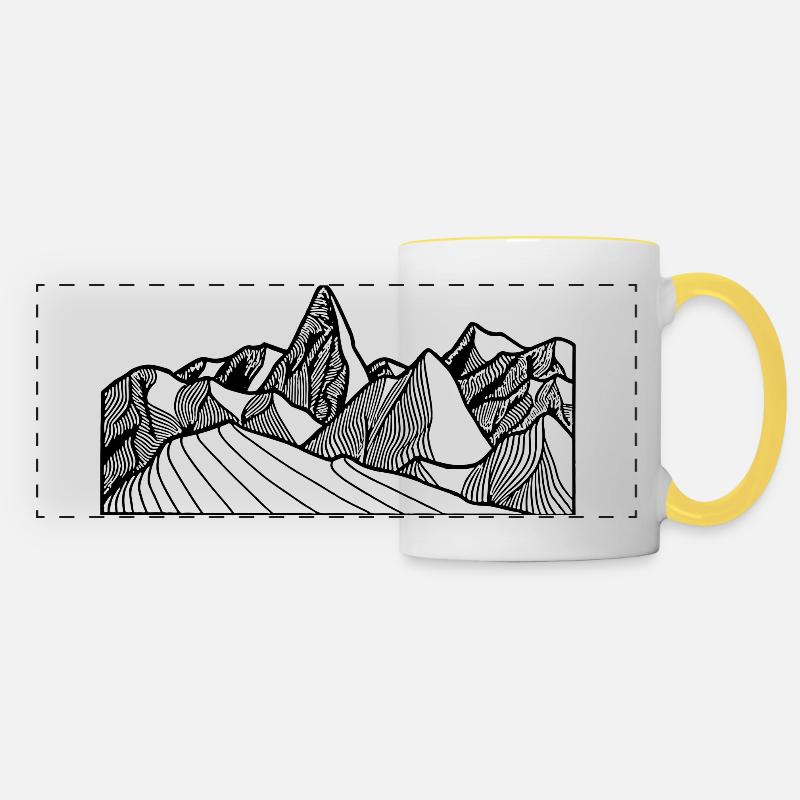 Mountains Mountain Range Abstract - Panoramic Mug - white/yellow