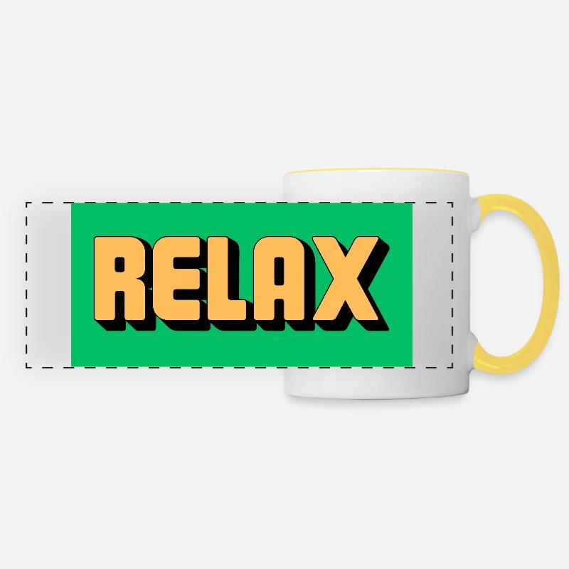 Relax! - Panoramic Mug - white/yellow
