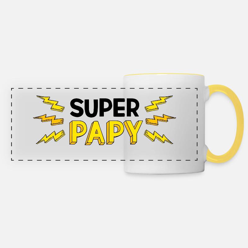 Super papy - Mug panoramique contrasté et blanc - blanc/jaune