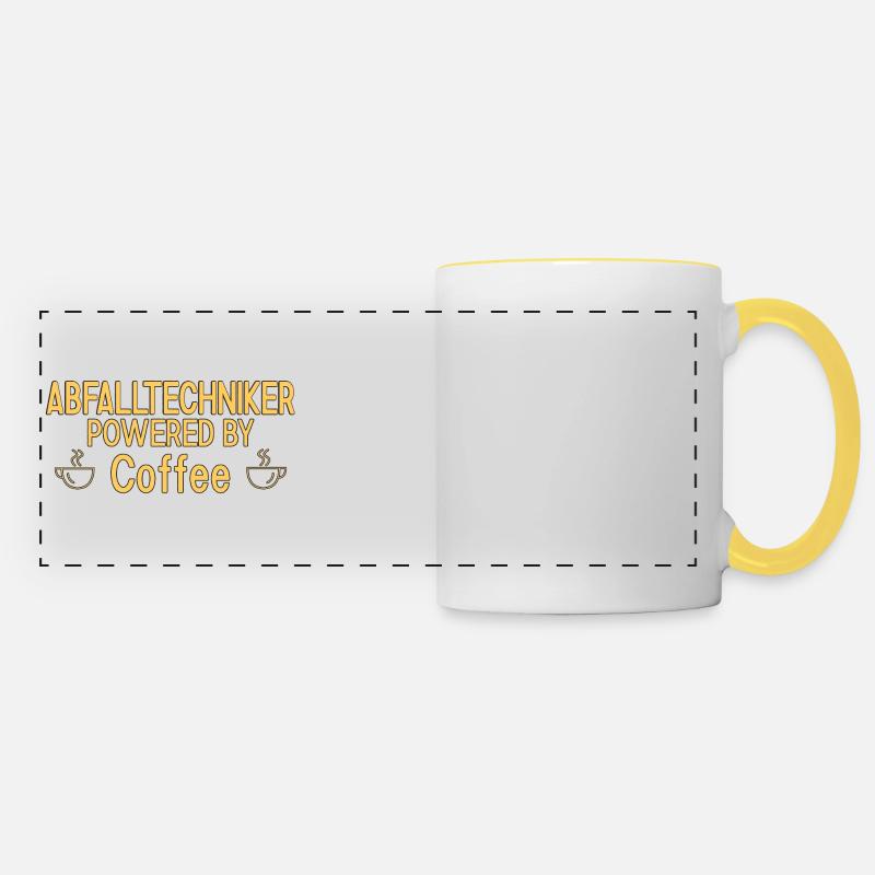 Technicien des déchets alimenté par le café - Mug panoramique contrasté et blanc - blanc/jaune