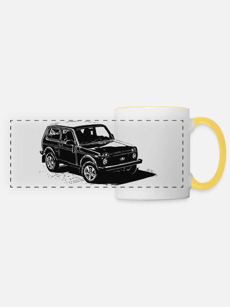 Lada Niva - Panoramatasse - Weiß/Gelb