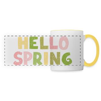 HELLO SPRING - Panoramic Mug - white/yellow - Front
