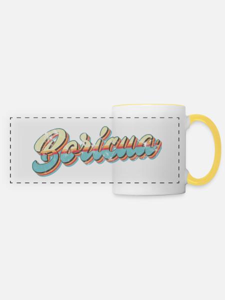 Boricua Retro - Panoramatasse - Weiß/Gelb