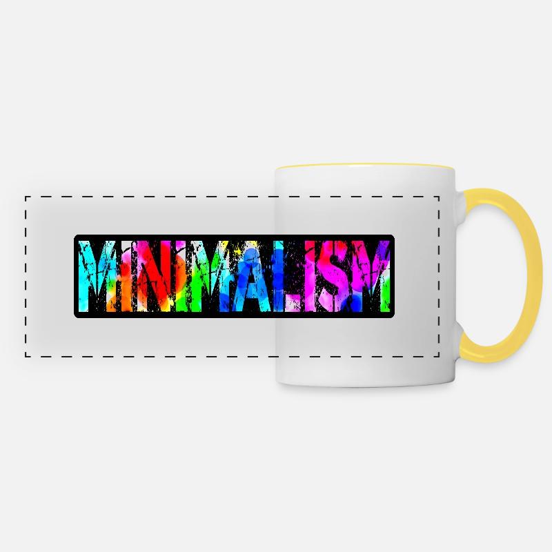 Minimalism is a movement that began in the 21st century - Panoramic Mug - white/yellow