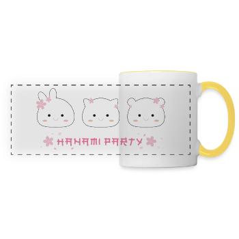 Sakura Cherry Blossom - Printemps Japon Hanami Party - Mug panoramique contrasté et blanc - blanc/jaune - Devant
