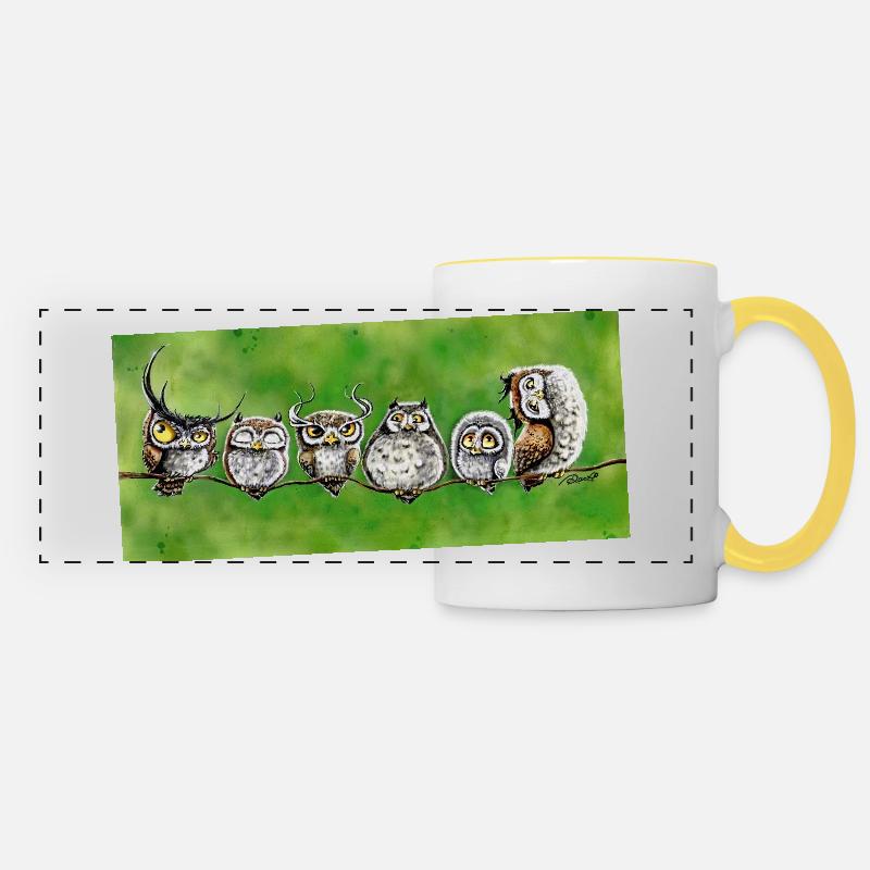 Owl cup - Panoramic Mug - white/yellow