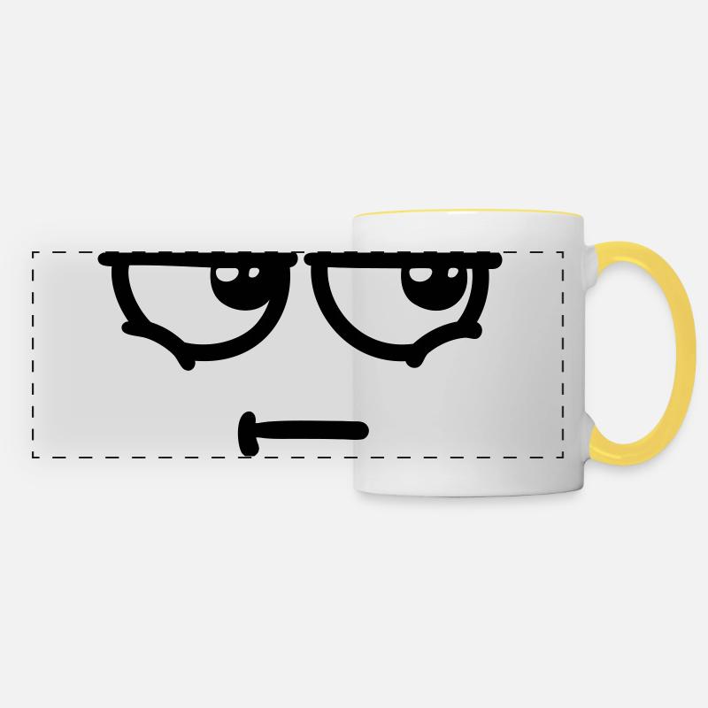 not amused - Panoramic Mug - white/yellow