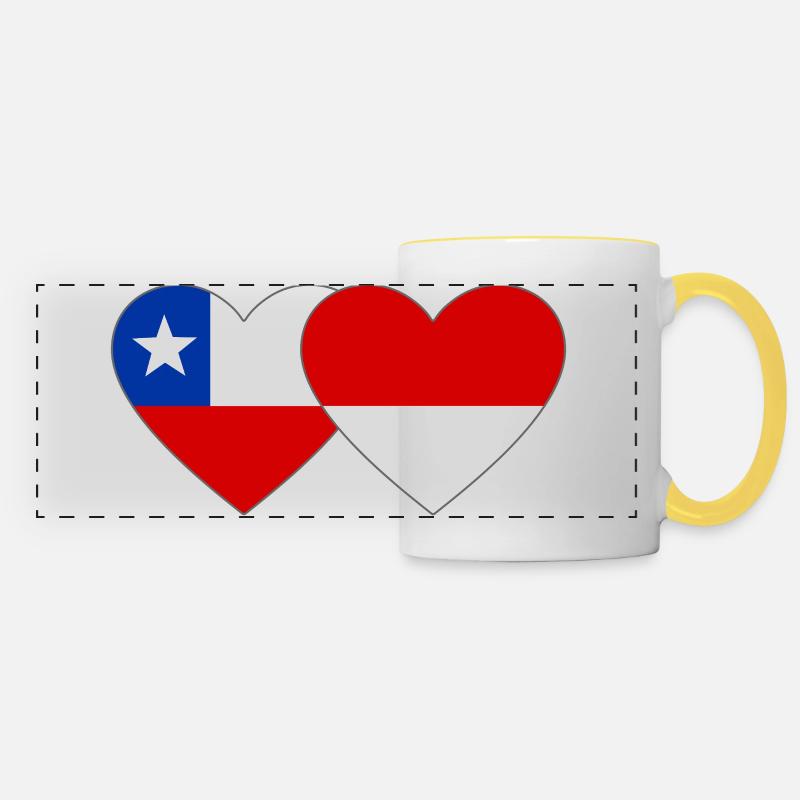 Chile_Polen_Flagge_Herz - Panoramic Mug - white/yellow
