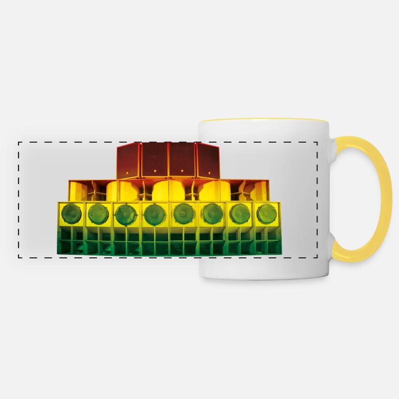 Système sonore jamaïcain - Mug panoramique contrasté et blanc - blanc/jaune