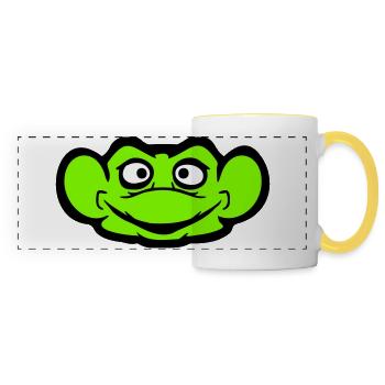 Frog Toad Smiles Funny Comic Happy Cool - Panoramic Mug - white/yellow - Front