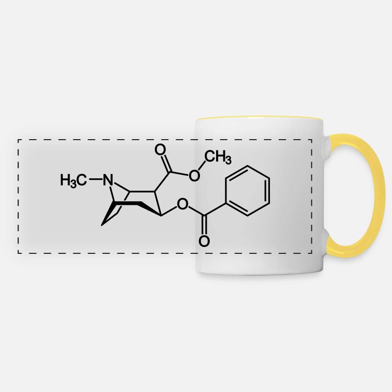 Cocaine crack molecule - Panoramic Mug - white/yellow