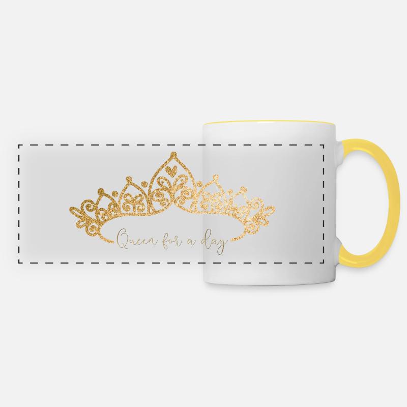 queen | crown tiara - Panoramic Mug - white/yellow