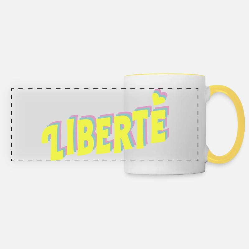 LIBERTÉ Pop Typography - Panoramic Mug - white/yellow