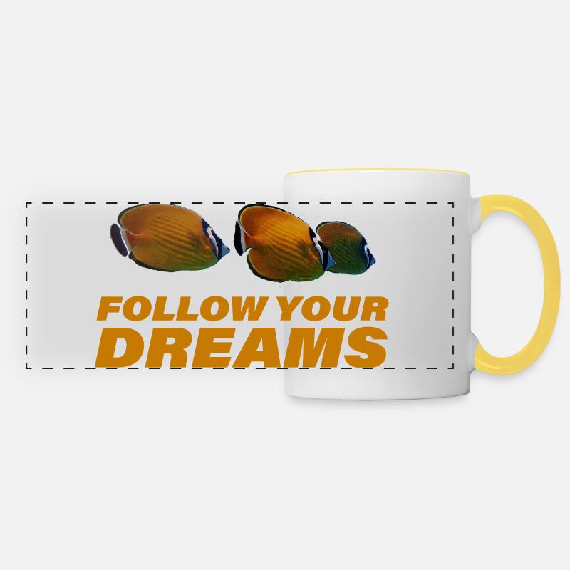 Follow Your Dreams - Panoramic Mug - white/yellow