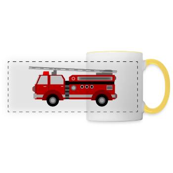 feuerwehr feuerwehrmann firefighter firetruck fire - Panoramatasse - Weiß/Gelb - Vorne