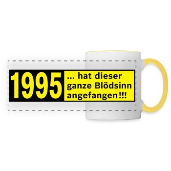 Jahrgang 1995 geboren - Panoramatasse - Weiß/Gelb - Vorne