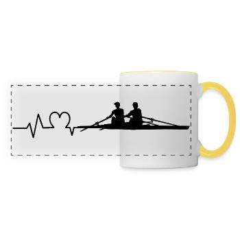 Rowing Heartbeat Double Sculls - Panoramic Mug - white/yellow - Front