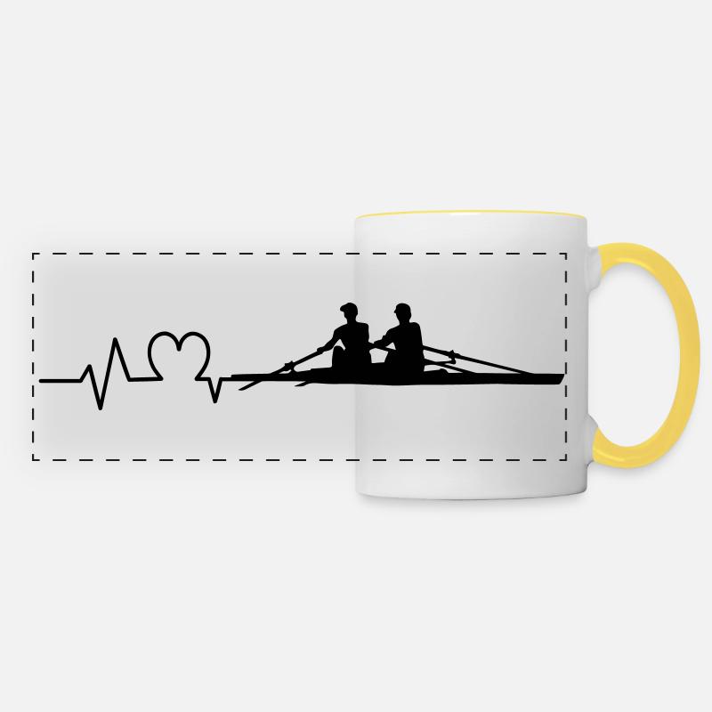 Rowing Heartbeat Double Sculls - Panoramic Mug - white/yellow