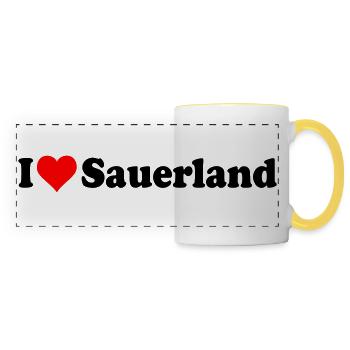 I love Sauerland - Panoramatasse - Weiß/Gelb - Vorne