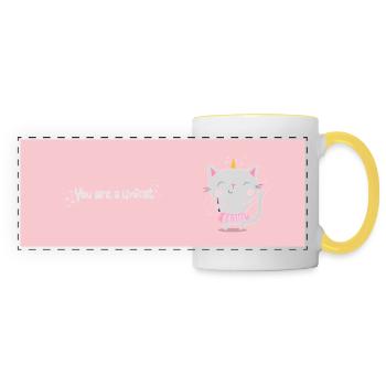 Unicorn Cat Mug - Panoramic Mug - white/yellow - Front