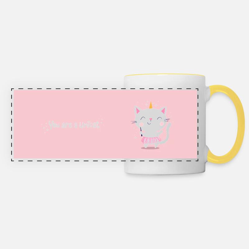 Unicorn Cat Mug - Panoramic Mug - white/yellow