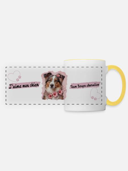 ROSA AUSTRALISCHER SCHÄFERHUND TASSE - Panoramatasse - Weiß/Gelb