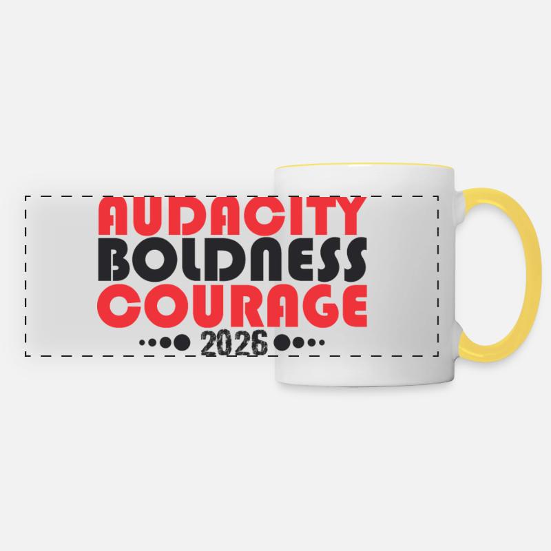 Audacity Boldness Courage 2026 - Panoramic Mug - white/yellow