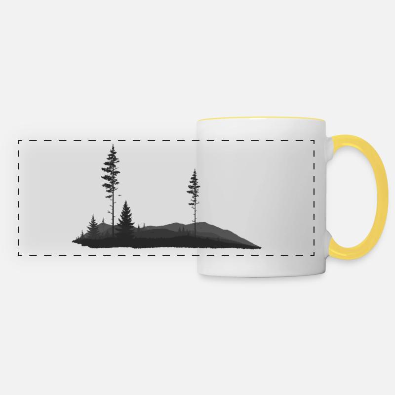 Forest on the horizon - Panoramic Mug - white/yellow