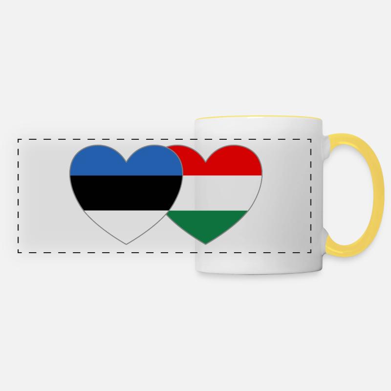 Estland Ungarn Flag Hjerte - Panoramakrus - hvid/gul