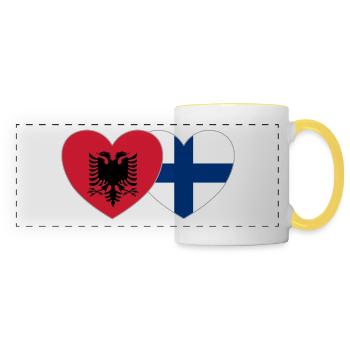 Albania Finland Flag Heart - Panoramic Mug - white/yellow - Front