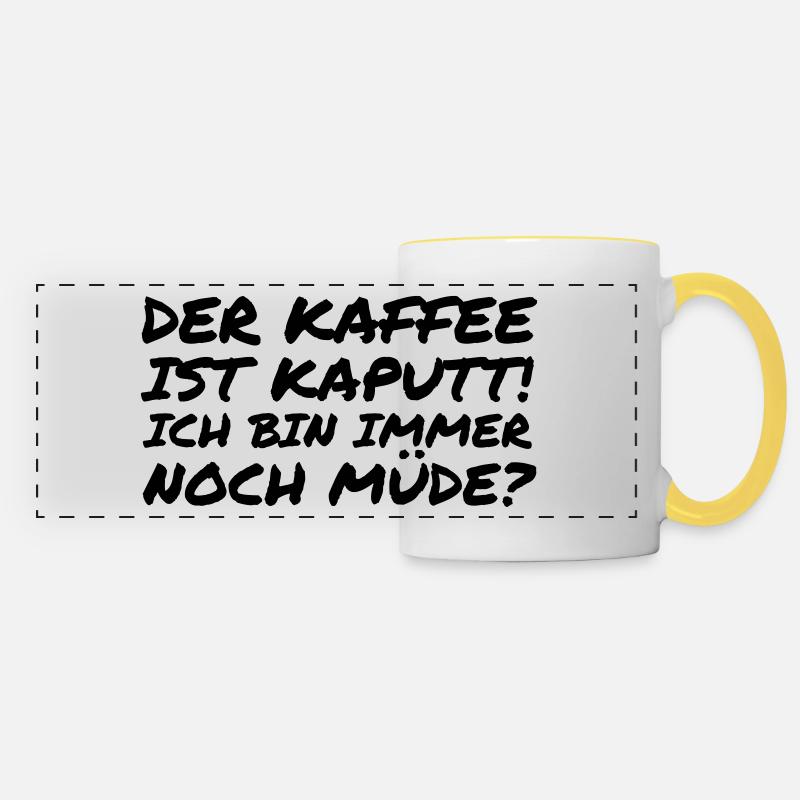 Der Kaffee ist kaputt! - Panoramatasse - Weiß/Gelb