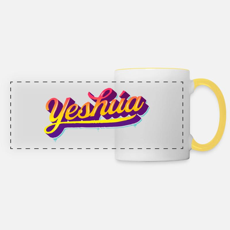 Yeshúa - Style de lettrage urbain - Mug panoramique contrasté et blanc - blanc/jaune