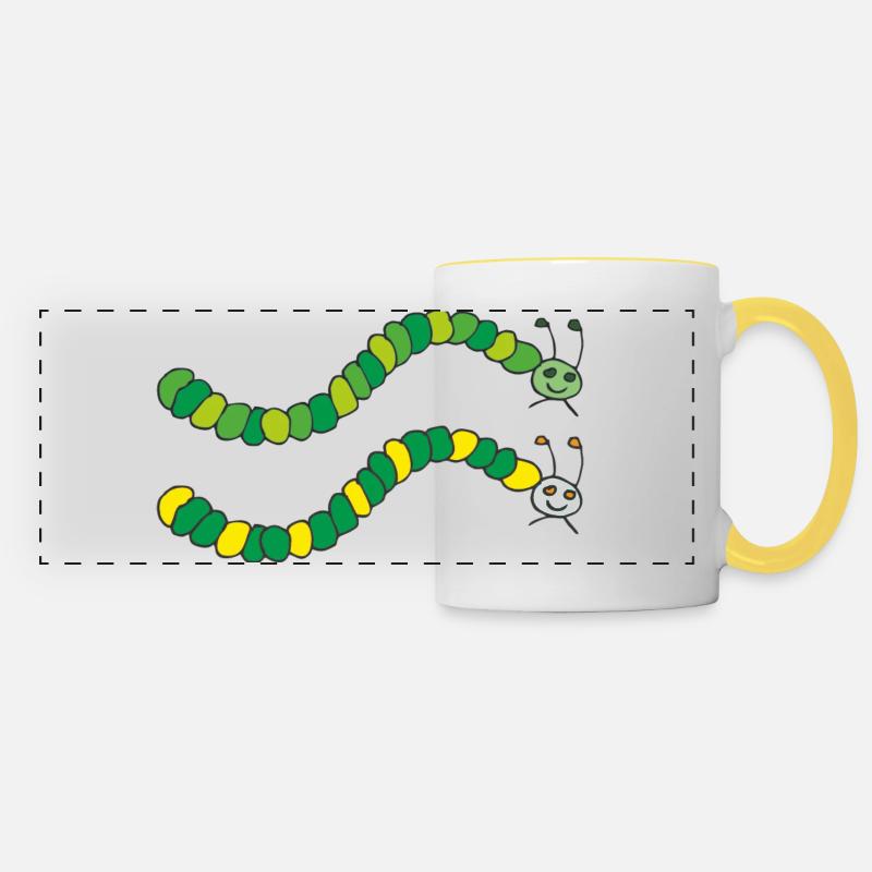 caterpillar nurses - Panoramic Mug - white/yellow