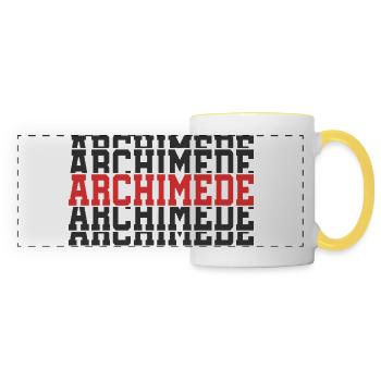 Archimede T-Shirt T-Shirt mit gestapeltem Text Geschenk - Panoramatasse - Weiß/Gelb - Vorne
