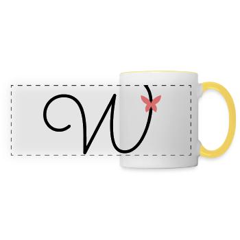 Lettre W Papillon Lettre - Mug panoramique contrasté et blanc - blanc/jaune - Devant