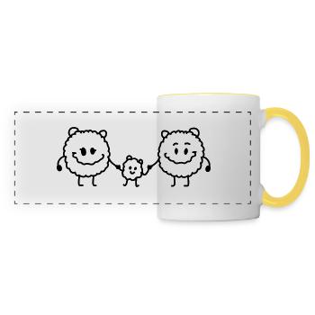 Mom Dad Parents - Monsterchen - Line - Panoramic Mug - white/yellow - Front