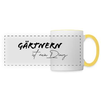 Gärtnern ist mein Ding, Designfarbe editierbar - Panoramatasse - Weiß/Gelb - Vorne