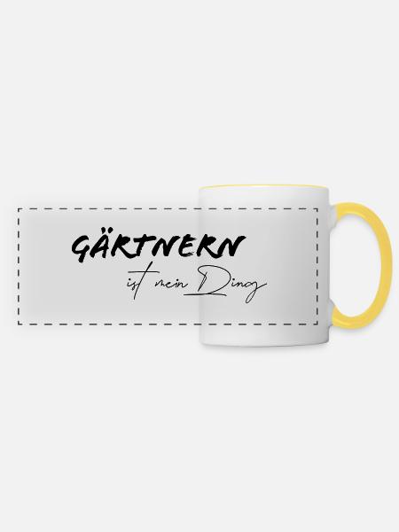 Gärtnern ist mein Ding, Designfarbe editierbar - Panoramatasse - Weiß/Gelb