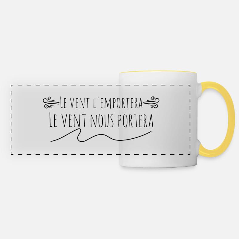 Le vent l'emportera. Le vent nous portera. - Mug panoramique contrasté et blanc - blanc/jaune