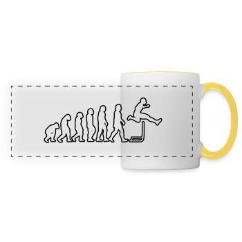 Hürdenlauf Geschenk Hürdenläufer Leichtathletik - Panoramatasse - Weiß/Gelb - Vorne
